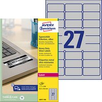 AKTION: 2.700 AVERY Zweckform Typenschildetiketten L6011-100 silber 63,5 x 29,6 mm von AVERY Zweckform