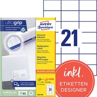 AKTION: 4.200 AVERY Zweckform Etiketten 3652-200 weiß 70,0 x 42,3 mm + GRATIS 420 Etiketten von AVERY Zweckform