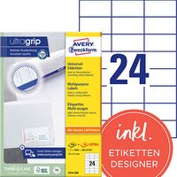 AKTION: 4.800 AVERY Zweckform Etiketten 3474-200 weiß 70,0 x 37,0 mm + GRATIS 480 Etiketten von AVERY Zweckform