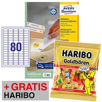 AKTION: 8.000 AVERY Zweckform Etiketten weiß 35,6 x 16,9 mm + GRATIS HARIBO Goldbären 175 g von AVERY Zweckform