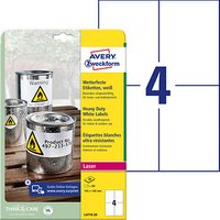 AKTION: 80 AVERY Zweckform wetterfeste Folienetiketten L4719-20 weiß 105,0 x 148,0 mm von AVERY Zweckform