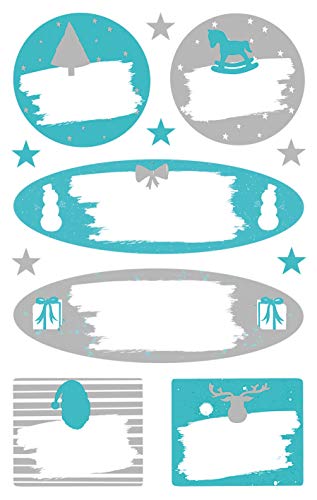 AVERY Zweckform 12 Aufkleber Weihnachten Geschenkaufkleber (Made in Germany, Weihnachtssticker Leinenstruktur, selbstklebende Weihnachtdeko Beschriftung, Geschenke, Tüten) 2 Bogen/je 6 Sticker, 52294 von AVERY Zweckform