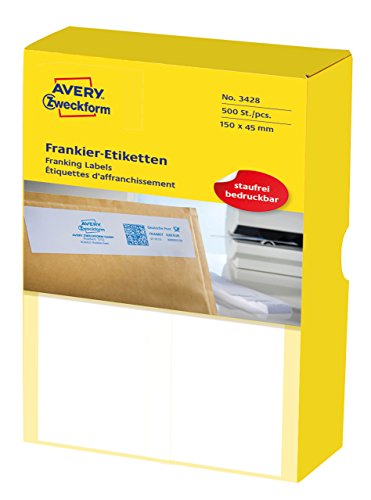 AVERY Zweckform 3428 Frankier-Etiketten (für Frama, Papier matt, 150 x 45 mm) 500 Stück weiß von AVERY Zweckform