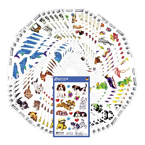 AVERY Zweckform 485 Sticker Set Kinder Made in Germany (Sticker Kinder, Tiere, Hunde, Katze, Panda, Pferde, Delfine, Kindergeburtstag, Mitbringsel, Mitgebsel, Gastgeschenke) 59992 von AVERY Zweckform