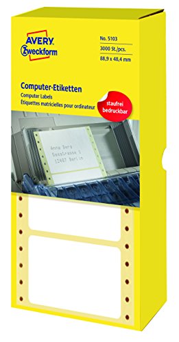 AVERY Zweckform 5103 Computer-Etiketten (Papier matt, 3,000 Etiketten, 88,9 x 48,4 mm) 1 Pack weiß von AVERY Zweckform