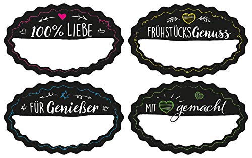 AVERY Zweckform 59938 Haushaltsetiketten, Einmachetiketten (100% Liebe, oval) 8 Aufkleber, schwarz von AVERY Zweckform