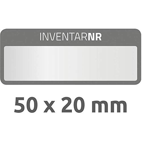 AVERY Zweckform 6905 Polyester Inventaretiketten (stark selbstklebend, strapazierbar, Kleinformat, 50x20 mm, 50 Aufkleber auf 10 Blatt) silber/schwarz von AVERY Zweckform