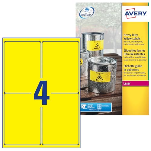 AVERY Zweckform 947898 Kasten fluoreszierendgelb Polyester Etikette, 20 Blatt von Avery