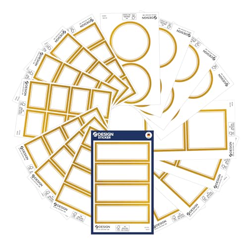 AVERY Zweckform Art. 51058 Etiketten selbstklebend gold (64 Bordüre-Aufkleber, handbeschriftbar, leicht wiederablösbare Goldaufkleber für Hochzeit, Weihnachten, Marmeladengläser, Geschenke, Gewürze) von AVERY Zweckform