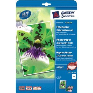 AVERY Zweckform Fotopapier Premium A4 250g/qm seidenglänzend VE=20 Stück von AVERY Zweckform