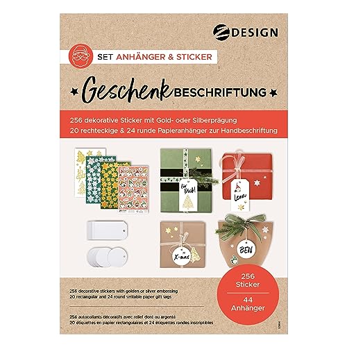 AVERY Zweckform Geschenkanhänger & Aufkleber Weihnachten (44 stabile Anhänger in zwei Formaten: 20x 90x50mm | 24x ⌀60mm, mit 256 Weihnachtsstickern zur Geschenkbeschriftung) Papier, weiß von AVERY Zweckform