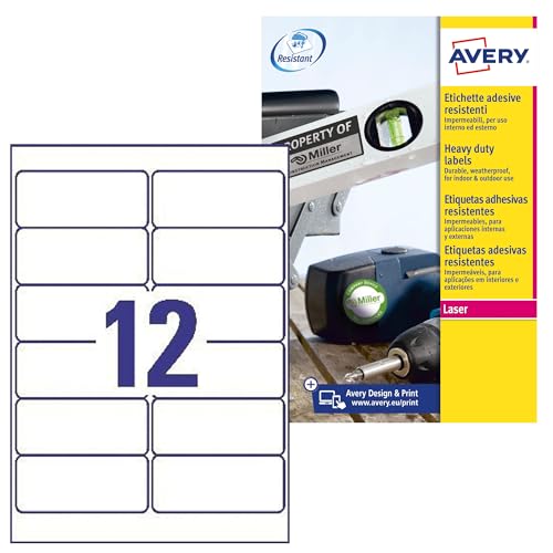 AVERY Zweckform Italien L6 Etiketten aus Polyester 99.1 x 42.3 weiß von Avery