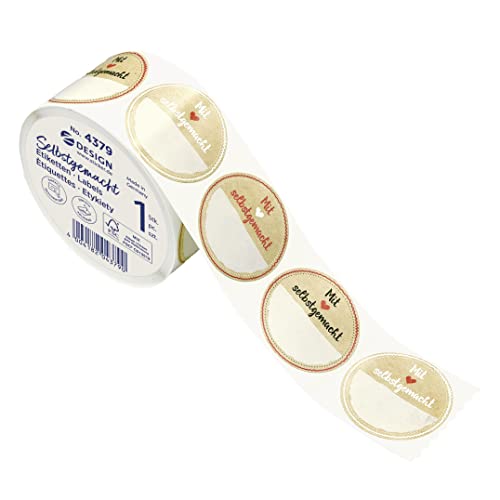 AVERY Zweckform Marmeladen Etiketten selbstklebend 600 Stück (Made in Germany, Ø38 mm, Aufkleber Marmeladenglas, Einmachen, Etiketten ablösbar, mit Liebe gemacht, beschriftbar) Sticker auf Rolle, 4379 von AVERY Zweckform