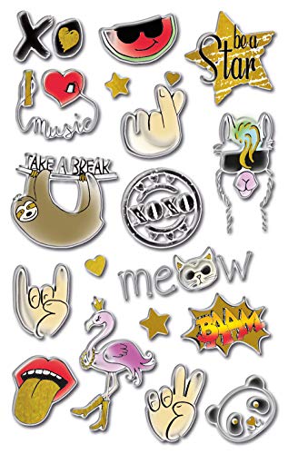 AVERY Zweckform Puffy Sticker Trend Icons 15 Aufkleber (selbstklebende Kindersticker zum Spielen, Basteln und Sammeln, für Stickeralben, Bulletjournal und Scrapbooking) 57308 von AVERY Zweckform