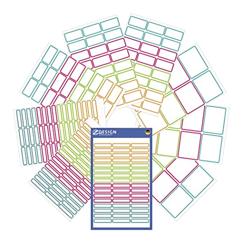 AVERY Zweckform Set Namensaufkleber Kinder 249 Stück (bunte Klebeetiketten für Schule, Boxen, Bücher, als Stiftetiketten & Co., verschiedene Formate, strapazierfähig, selbstbeschriftbar) Art. 59983 von AVERY Zweckform