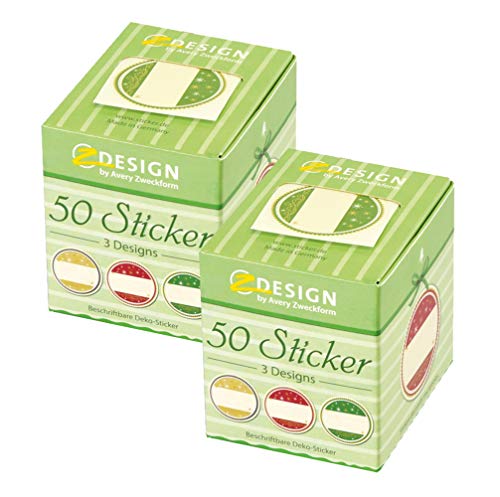 AVERY Zweckform Weihnachtssticker 50 Stück auf Rolle (2x Geschenke Weihnachtssticker Rolle) von AVERY Zweckform