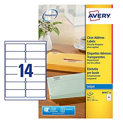 Avery Etiketten für Tintenstrahldrucker transparent von Avery Dennsion Zweckform