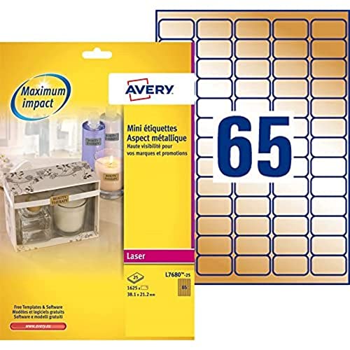 Avery Mini-Laser-Etiketten 25 Blatt golden von Avery