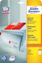 Avery Zweckform© 6119 Universal-Etiketten, 210 x 297 mm, 25 Blatt/25 Etiketten, weiá von AVERY Zweckform