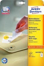 Avery Zweckform© L6025REV-25 Universal-Etiketten, 63,5 x 46,6 mm, 25 Blatt/450 Etiketten, weiá von AVERY Zweckform