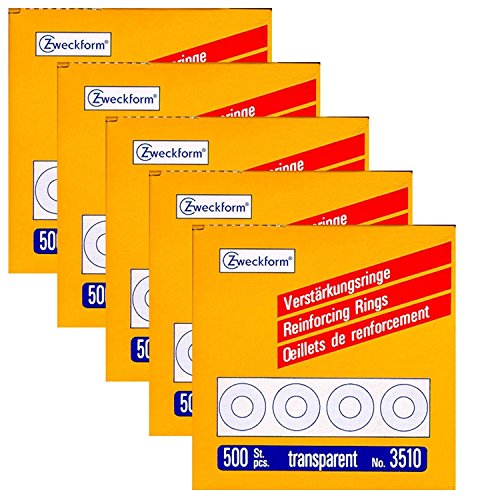 Avery Zweckform 3510 Verstärkungsringe (Ø 13 mm) 500 Stück transparent (2500 Stück, transparent) von AVERY Zweckform