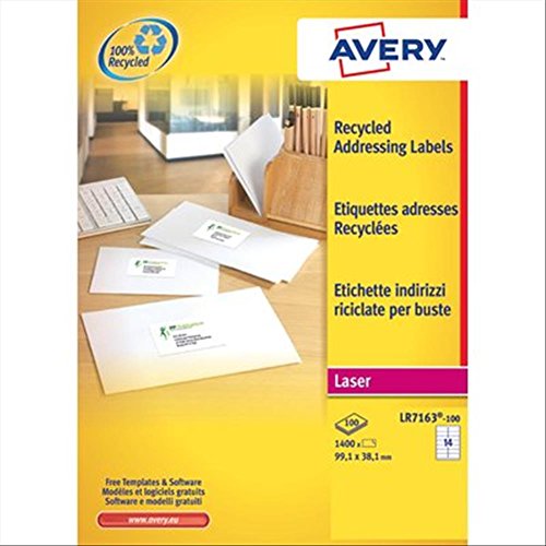 Avery Zweckform Adress-Etiketten 63,5x38,1 mm Recycling 100 Blatt/2100 Etiketten weiß von Avery