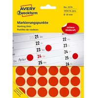 AVERY Zweckform Klebepunkte 3374 rot Ø 18,0 mm, 1.056 St. von AVERY Zweckform