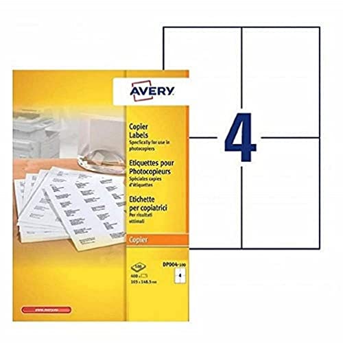 AVERY - Box mit 400 selbstklebenden Mehrzweck-Etiketten, Format 105 x 148,5 mm, Kopierdruck, (DP004-100) von Avery