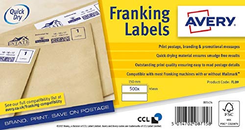 Avery 150 x 45 mm FL09 Frankier Label – Weiß von Avery