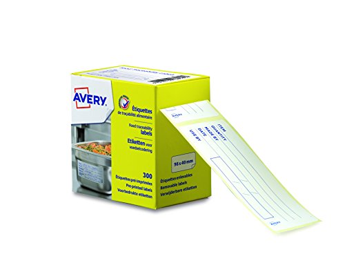 Avery 300 Etiketten für Lebensmittel, vorgedruckt, Rolle, 98 x 40 mm, Weiß (ETIHACCP) von Avery