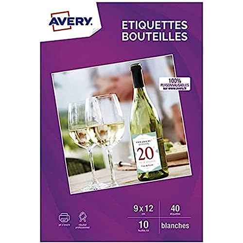 AVERY - 40 selbstklebende Etiketten für Flaschen, Format 90 x 120 mm, Tintenstrahldruck von Avery