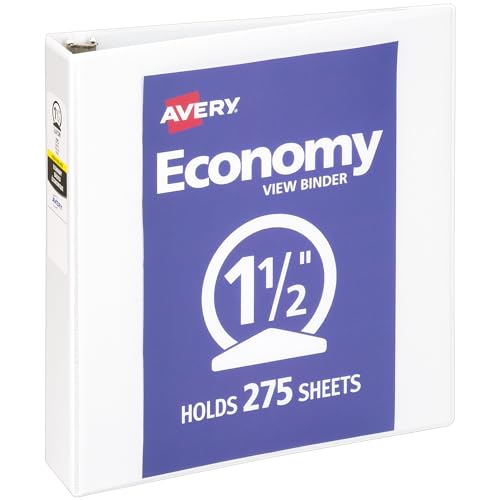 Avery Economy View 3-Ringbuch, 3,8 cm runde Ringe, 1 weißer Ordner (05726) von Avery