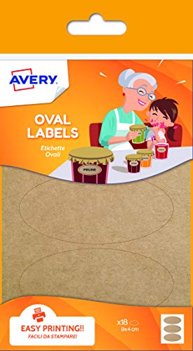 Avery Kraft-Etiketten, oval, 41 x 89 mm, 18 Etiketten pro Packung, braun von AVERY