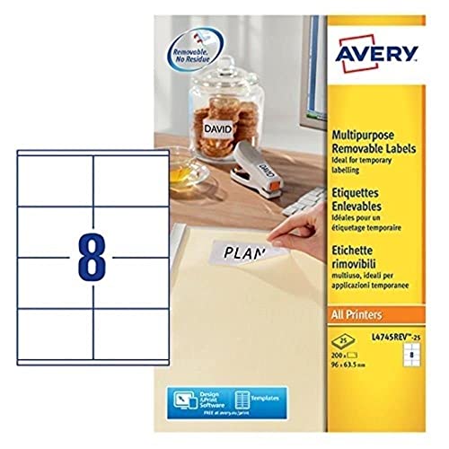 Avery L4745REV-25 Etiketten ablösbar 96 x 63,5 mm 200 Stück Weiß von Avery