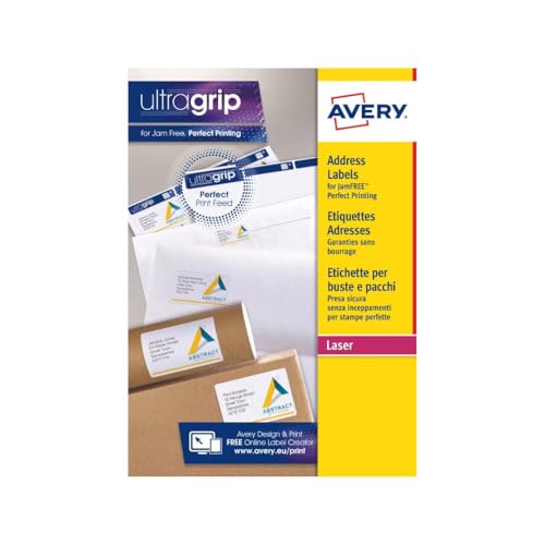 Avery Selbstklebende Adress-Adressetiketten (Amazon FBA Strichcode-Etiketten), Laserdrucker, 21 Etiketten pro A4-Bogen, 210 Etiketten, UltraGrip (L7160) von Avery