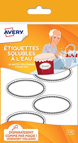 Avery solub18 Pack 18 Etiketten wasserlöslichen Oval 55 x 29 mm weiß von Avery