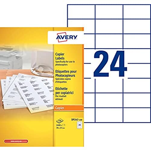 Avery 2.400 Etiketten Etiketten für Kopierer Monochrom Druckkopierer (DP247) 70x37 weiß von Avery