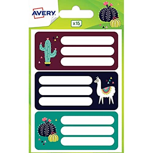 Avery Tier-Etiketten, 76 x 34 mm, Panda, Lama, Faultier, 15 Stück von Avery