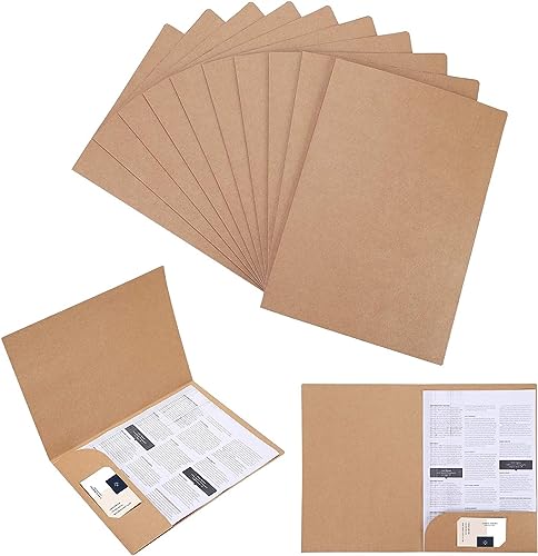 10 Stück A4 Dokumentenmappe Kraft Präsentationsmappe Einfügen Präsentation Papier Halter Mappen A4 Ordner Portfolio Papierkram Organizer mit Kartensteckplatz für Büro Schule Projekt Business von AVJERA