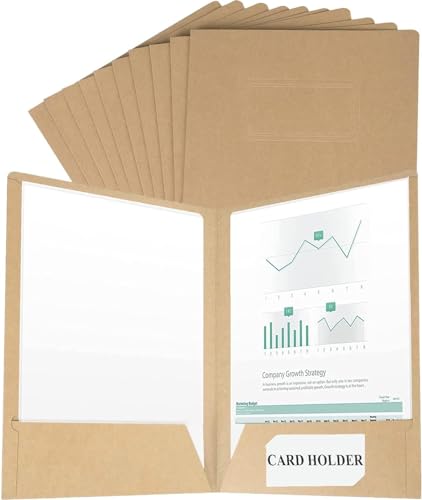 10 Stück A4 Dokumentenmappe Kraft Präsentationsmappe Einfügen Präsentation Papier Halter Mappen Ordner Portfolio Papierkram Organizer mit Kartensteckplatz und Fächern für Büro Schule Projekt Business von AVJERA