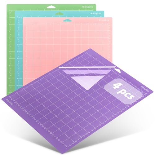 AWAMRWA Schneidematte 4 Stück - 12x12 Zoll Ersatzkleber Klebrige Zubehörset Plotter Matte Pvc Polyvinylchlorid mit Raster für Karten,Papier,Vinyl Cutter von AWAMRWA