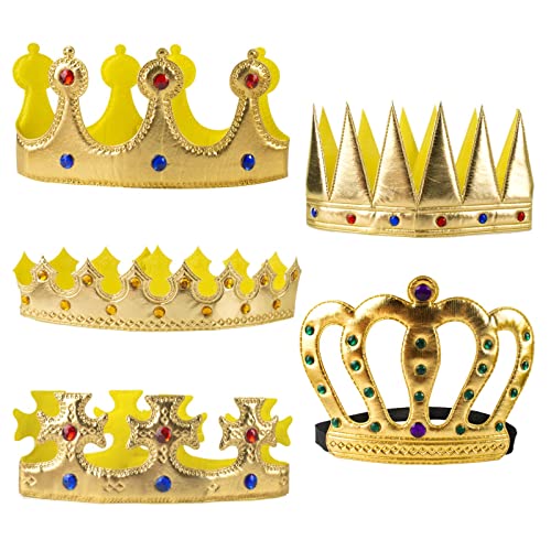 AWAVM Krone König 5 Stück Geburtstagskrone Kinder Gold Königskrone Krone mit Strass Royal Crown,Requisiten König und Königin Krone Prinzessin Tiara Kostüm Zubehör für Kostüm Geburtstag Party von AWAVM