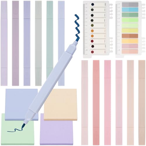 12 Textmarker Pastell mit 800 Haftnotizen Schule Bibel Zubehör Marker Pastell und Sticky Notes Aesthetic für Back to School Must Haves Schreibtisch Deko Office Book Annotation Supplies von AWCIGG