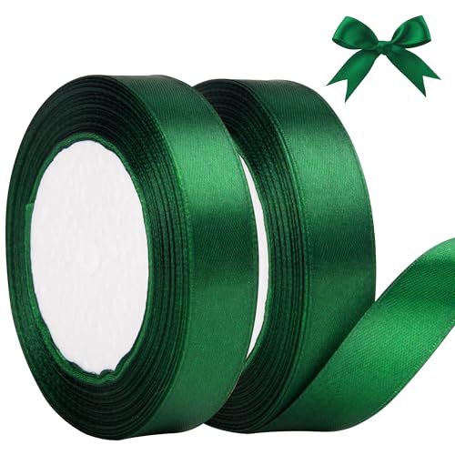 AWCIGG® Satinband Grün, 44m x 20mm Geschenkband Dekoration Schleifenband Stoffband Bänder für Geschenkverpackungen, Floristen, Basteln, Nähen, Autos, Hochzeit, Weihnachten (22m/rolle) von AWCIGG