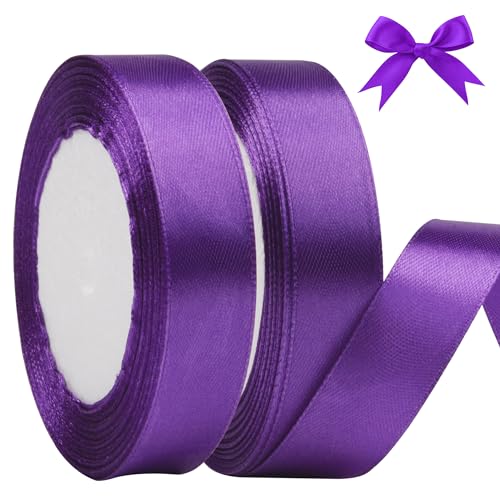 AWCIGG® Satinband Lila, 44m x 20mm Geschenkband Dekoration Schleifenband Stoffband Bänder für Geschenkverpackungen, Floristen, Basteln, Nähen, Autos, Hochzeit, Weihnachten (22m/rolle) von AWCIGG