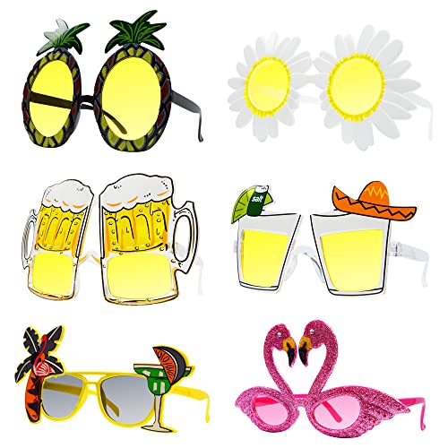 AWCIGG Partybrille Lustige Party Sonnenbrille 6 Paar Witzig Party Brillen Kostüm Spassbrillen für Mallorca Pool Hawaii Party Accessoires Sommer Party Photo Requisiten von AWCIGG