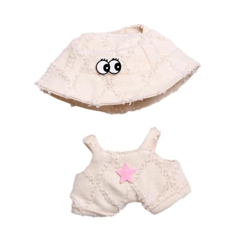 ＡＷＨＡＯ Kleidung für Mini-Puppen, Anziehset mit Hut, Geschenk für Mädchen, Outfit für Puppen von 6,69 Zoll, Beige von ＡＷＨＡＯ