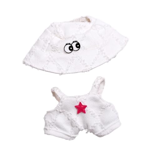 ＡＷＨＡＯ Kleidung für Mini-Puppen, Anziehset mit Hut, Geschenk für Mädchen, Outfit für Puppen von 6,69 Zoll, Weiß von ＡＷＨＡＯ