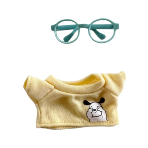 ＡＷＨＡＯ Mini Puppenkleidungsset, Party Puppenkleidung, Bezauberndes Kostüm, Süßer Puppenkleidungsanzug für 15 cm Puppenkostüm. Machen Sie Ihre Eigene Puppe, mit Blauer Brille von ＡＷＨＡＯ