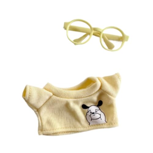 ＡＷＨＡＯ Mini Puppenkleidungsset, Party Puppenkleidung, Bezauberndes Kostüm, Süßer Puppenkleidungsanzug für 15 cm Puppenkostüm. Machen Sie Ihre Eigene Puppe, mit Gelber Brille von ＡＷＨＡＯ